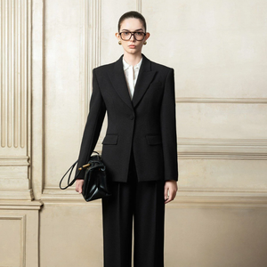 เสื้อเบลเซอร์แขนยาวผ้าสแปนเด็กซ์สำหรับสตรีเสื้อเบลเซอร์แขนยาวผ้าทอจากผ้าสแปนเด็กซ์หรูหราสีขาว - Product Image 3