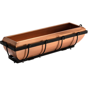 Macetas y macetas colgantes para ventana de casa con diseño acanalado, maceta decorativa para balcón rectangular con acabado de bronce y cobre - Product Image 3