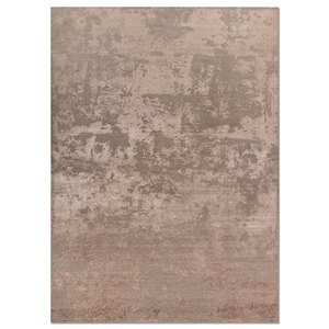 พรมขนสัตว์และไหมไผ่ถักมือสีเบจและสีน้ำตาล ลายแบบนามธรรม รูปทรงสี่เหลี่ยมผืนผ้า สำหรับห้องนั่งเล่น-Project Error Esk-431 - Product Image 1