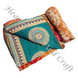 Kantha <b>Quilt</b> Gudari Kantha <b>Quilt</b> Gudari Hot Selling Wholesale Gold Supplier GD2061 Handmade Kantha <b>Quilt</b> Cotton Printed <b>Indian</b> - Product Image 4