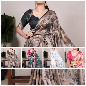 Haute qualité Tussar soie Viscose bordure imprimé Saree chemisier non cousu pièce dernière conception traditionnelle pour mariage et fête porter - Product Image 4