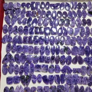 พลอยคาโบชองชาโรไลท์ธรรมชาติเกรด AAA อัญมณีหลวมฟรีขนาดสำหรับทำเครื่องประดับเป็นคู่ขัดเงา - Product Image 5