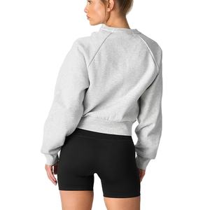 Top Notch OEM Logotipo personalizado Algodón de gran tamaño Cuello redondo Hombro caído Peso pesado Sudadera de gran tamaño para mujer - Product Image 4