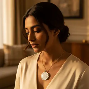 Magnifique pendentif en nacre en forme de fleur en argent pour cadeaux de femmes - Product Image 3