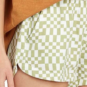 Women's High Waist <b>Checkered</b> Casual Shorts Summer Drawstring Loose Fit Gingham Beach Shorts with Pockets Plus Size Board Shorts - Product Image 5