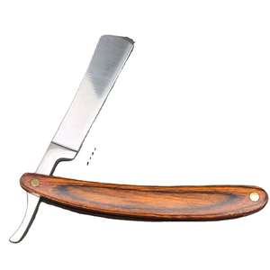 Manche en bois rasoir en acier inoxydable lame unique barbier rasage rasoir droit outils de barbier - Product Image 1