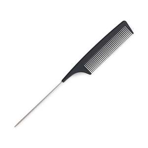 Obexa Carbon Fiber Base Stainless Steel Tail Hair Extension <b>Tool</b> Professional Sectioning Styling Comb Black/Silver Model - Product Image 1