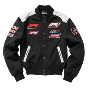 Chaqueta Deportiva Personalizada de Carreras F1, Negra, Ligera y Cortavientos, con Bordado Intenso, Botones Metálicos y Puños Acanalados - Product Image 4