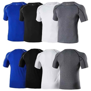 Listo para enviar tren de secado rápido compresión poliéster camisetas hombres elástico gimnasio camisas - Product Image 1