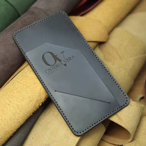 Dossier présentateur de chèques en cuir véritable noir avec logo gaufrage et LBH-0132 de poche de rangement de reçus - Product Image 1