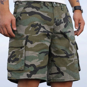 Pantalones cortos de hombre personalizados Pantalones cortos de mezclilla cargo Lavado claro y oscuro con patrón de camuflaje Pantalones cortos casuales de talla grande Tela de alta calidad - Product Image 1