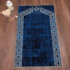 Alfombra de Oración Azul Marino: Alfombra de Adoración Musulmana Impresa en 3D, Alfombra Delgada No Tejida - Product Image 2
