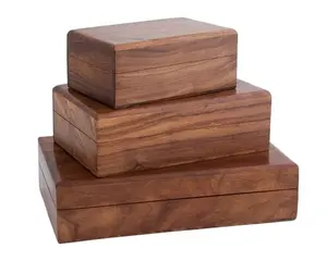 अंतिम संस्कार के तीन उपकरणों का सेट, अंतिम संस्कार बॉक्स लोगो मुद्रित हाथ से नक्काशीदार लकड़ी के वयस्क श्मशान