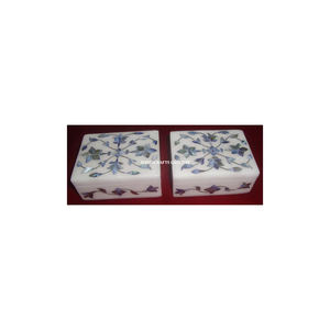 กล่องเก็บเครื่องประดับสำหรับธุรกิจกล่องของขวัญการออกแบบที่เป็นเอกลักษณ์คุณภาพสูงลายหินอ่อนสีฟ้าแม่ของไข่มุกฝังดอกไม้ - Product Image 1