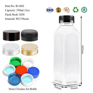 ขวดน้ำผลไม้พลาสติก PET ขนาด 350 มล. 12 ออนซ์ พร้อมฝาเกลียว - ขวดพิมพ์ลายสกรีนทรงเหลี่ยมสำหรับเครื่องดื่มโซดา นม ขายส่ง - Product Image 2