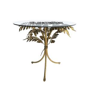 Elegante Mesa de Centro de Metal con Tapa de Cristal Transparente, Apta para Interiores de Lujo, Villas, Hoteles y Comedores Familiares - Product Image 1