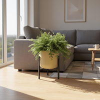 Jardinière en métal de luxe avec support noir, pot de fleurs d'intérieur et d'extérieur, porte-plante décoratif, décoration moderne pour balcon de maison