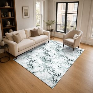 Alfombra de Área Chenille Lavable a Máquina, Antideslizante, con Estampado Digital Oriental Tradicional en Color Crema Marfil, Modelo LXDP-0971 de RUGS DEPOT, Venta al Por Mayor - Product Image 2