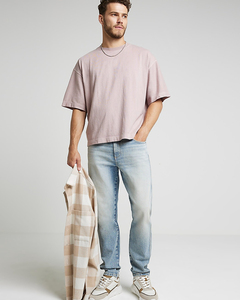 T-<b>shirt</b> <b>Men's</b> 100% Cotton Mock Rib Neck Oversized Drop Shoulder T-<b>shirt</b> Blank Street wear Heavyweight Plain t <b>Shirt</b> for <b>Men</b> - Product Image 3