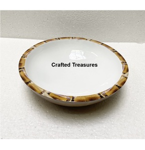 Tazón para Servir Hecho a Mano de Madera de Acacia con Acabado Esmaltado, Diseño Moderno, Ecológico, para Fiestas, Utensilios de Cocina Libres de Plomo - Product Image 3