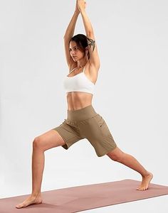 Bermuda taille haute pour femme Short d'entraînement athlétique longueur genou 9 ''avec poches zippées Parfait pour le yoga et la course à pied - Product Image 6