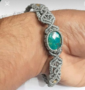 <b>Gold</b> Plated Macrame Hand Braided Bracelet Popular Oval Shaped Lapis Lazuli Gemstone for Gift - Product Image 4