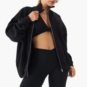 Venta al por mayor Heavyweight 380GSM streetwear sudadera de mujer 100% algodón cremallera completa de gran tamaño Heavyweight OEM señoras sudadera - Product Image 5