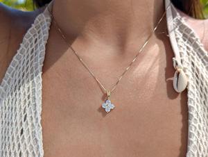 สร้อยคอจี้เพชรโมอิสซาไนต์ทรงกลมแบบรุ่นลิมิเต็ดอิดิชั่น ประดับเพชร VVS รูปดอกไม้ พร้อมตัวเรือนทอง 14k เครื่องประดับวินเทจแฟชั่น ราคาประหยัด - Product Image 3