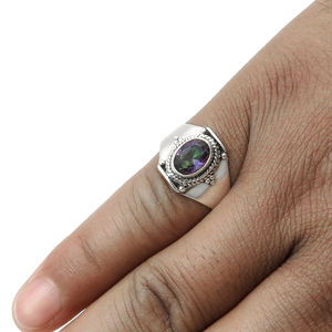 925 argent Sterling mystique topaze fait à la main bagues de luxe vêtements pour femmes Design Vintage bijoux fins fête de mariage anniversaire anneaux - Product Image 3