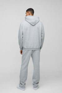 Chándal Unisex con Capucha y Cremallera, Color Gris Jaspeado, Corte Holgado, Talla Grande, 100% Algodón Transpirable, Logotipo Personalizado Impreso, Gran Venta - Product Image 5