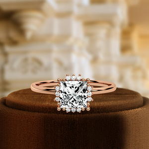 Bague de fiançailles en diamant de laboratoire princesse 1 carat, style halo, bague de mariage, bague de demande en mariage, bague de mariage en cluster certifiée IGI - Product Image 3