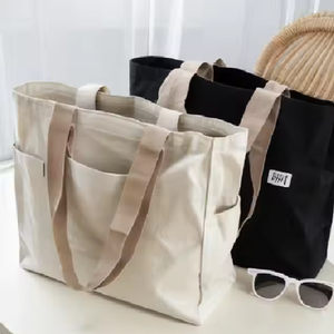 Bolso de mano de lona de algodón reciclado de alta resistencia Diseño digital ecológico Fabricante impreso Suministro directo a granel para compras ecológicas - Product Image 1