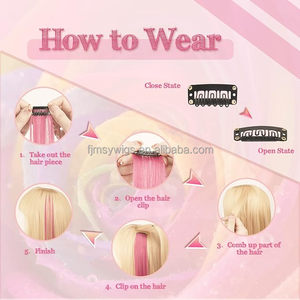 Extensions de cheveux colorés Faits saillants de la fête <span class=keywords><strong>Clip</strong></span> coloré dans les extensions de cheveux Postiches synthétiques bouclés ondulés pour la fête des femmes - Product Image 4