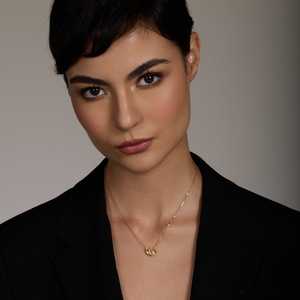 Collar de Plata 92.5 con Baño de Oro 14K y 18K y Oro Rosa, Diseño de Luna Moderno, Cadena de Eslabones para Boda o Regalo 191480 - Product Image 3