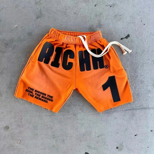 Nouveau design, shorts décontractés personnalisés, style streetwear, vintage, en toile de coton délavée, effet soleil, imperméables, respirants, avec cordon de serrage, pour hommes - Product Image 4