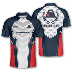 Sublimación personalizada Cornhole Polos Jerseys Cornhole Camisas para el equipo Diseño Logo Polo Cornholes Camisa - Product Image 4
