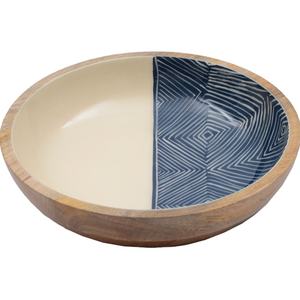 Venta al por mayor Natural redondo de madera ensaladera esmalte impreso dentro del cuenco al por mayor ensalada comida vajilla juegos de cena tazones - Product Image 4