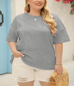 Vente chaude prix d'usine Europe Amérique grande taille T-shirts pour femmes ajoutez votre logo T-shirts pour femmes surdimensionnés en coton personnalisés - Product Image 1