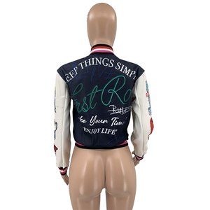 2025 Custom PU Leather Sleeve Letterman Men Varsity Jacket Chaquetas universitarias bordadas hechas de una mezcla de poliéster y algodón - Product Image 6