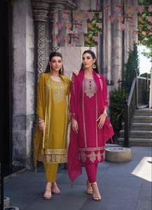Traje de trabajo semisentado de georgette suave con bordado, nuevo diseño elegante de salwar kameez para mujer, exportación Dhwaja, India y Pakistán - Product Image 3