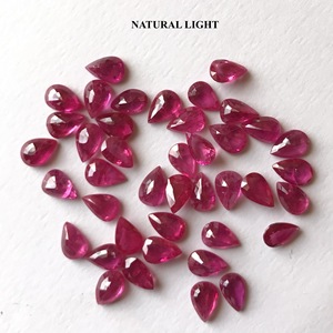 หินทับทิมธรรมชาติขนาด4x6มม. ได้รับการรับรองว่าลูกแพร์เจียระไนแบบเหลี่ยมเพชรพลอยเทียมสีแดงอัญมณีการรักษาความร้อนอัญมณี - Product Image 5