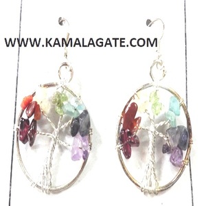 Natural 7 Chakra piedra árbol plateado colgante de acero inoxidable Metal Cruz patrón encanto colgantes de moda encantos - Product Image 3