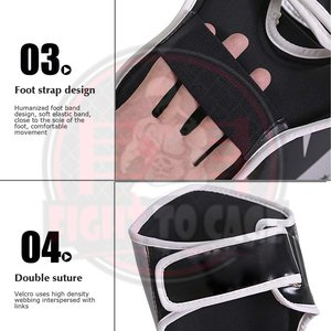 Espinilleras de Piel para Artes Marciales Mixtas (MMA), Kickboxing, Muay Thai, con Cierre de Velcro, Protección y Absorción de Impactos, Color Blanco y Negro, Nuevo - Product Image 4