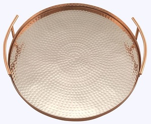 Venta caliente árabe moderno precio al por mayor personalizado metal oro martillado bandeja de diseño directo del fabricante - Product Image 5