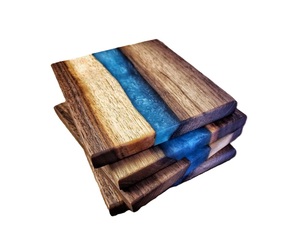 Sous-verre à thé en bois naturel de qualité alimentaire avec tapis et tampons en résine époxy vaisselle ustensiles de cuisine sous-verres à thé de table au meilleur prix - Product Image 6