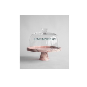 High Quality Pink Marble Look Resin <b>Cake</b> <b>Stand</b> Serving <b>Cake</b> With Glass <b>Dome</b> Decorative Tabletop Pastry <b>Stand</b> for Home From India - Product Image 1