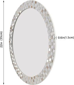 Gran oferta, espejo de pared redondo moderno, decoración de concha de Capiz con marco de mimbre seguro Natural, muebles de comedor, vidrio de estilo caliente - Product Image 4