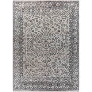 Alfombra Clásica de Lana y Viscosa Tejida a Mano en Color Marfil para Sala de Estar, Pasillo, Diseño Rectangular Tipo Rompecabezas, Alfombra Clásica Versátil con Medallón - Product Image 1