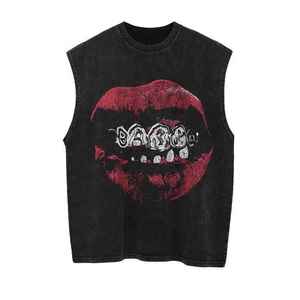 Streetwear surdimensionné recadrée Gym débardeur coupe personnalisée sans manches tricoté Spandex/coton respirant séchage rapide col en v hommes gilet - Product Image 1