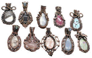Copper Wire Wrap <b>Pendant</b> Mix Gemstone Bezel Setting Handmade Women's Party Festival 2 Pcs to 100 Pcs Lot Necklace - Product Image 4